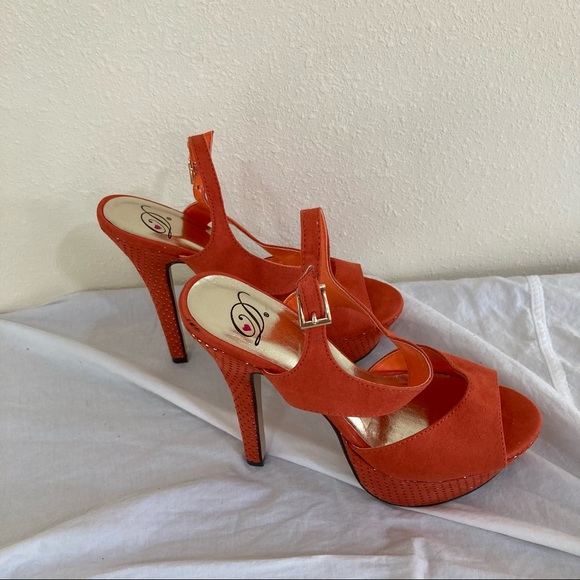 Heart in D Orange Gold platform High Heel Size 6 - Picture 11 of 17